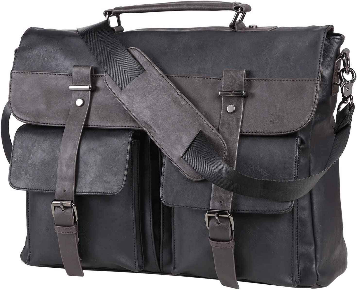 Leather Messenger Bag for Men,15.6 Inch Vintage Laptop Bag Briefcase Satchel - Image 1